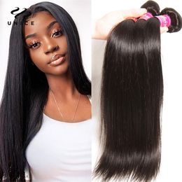 Lace Wigs UNICE HAIR Peruvian Straight Hair Bundles Natural Colour 100 Human 8 30" Virgin Weave 1 3 4 230505