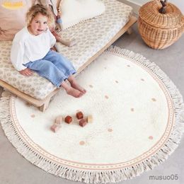 Baby Rugs Playmats Fluffy Carpet Living Room Hairy Nursery Play For Children Soft White Foot Mat Dot Plush Bedroom Rug With Tasselsl