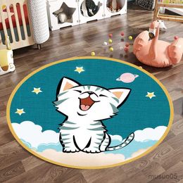 Playmats Cartoon Animals Living Room Rugs For Kids Soft Round Carpet Falier Baby Crawling Chair Mat