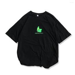 Men's T Shirts Unisex T-Shirt Cotton Half Sleeve O-Neck Tops Tees Light Effect Logo Change Colour Butterfly Pattern