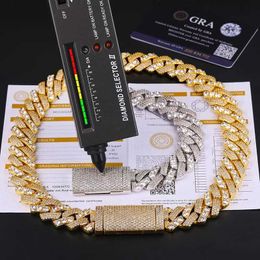 Fine Hip Hop 925 Jewelry Baguette Diamond Luxury Necklace Bracelet Sterling Silver Vvs Moissanite Cuban Link Chain