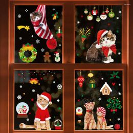 Wall Stickers 9Pcs Recyclable Christmas Glass No Residue PVC Shop Showcase Electrostatic For Home