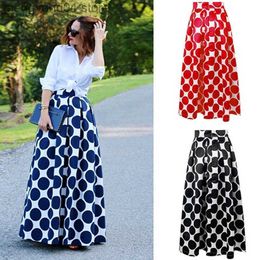 Skirts Summer Women A-Line Long Skirt Elegant French Style Retro Skirt Fashion High Waist Slim Polka Dot Large A-Line Skirts T230506