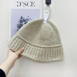 Berets Arrival Handmade Crochet Knitted Hat Winter Warm Women Solid Colour Fashion Retro Thicken Casual Bucket Woman Panama