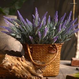 Decorative Flowers 5 Prongs Planting High Simulation Lavender Garden Waterweed Bouquet Flower Plastic El Home Furnishing