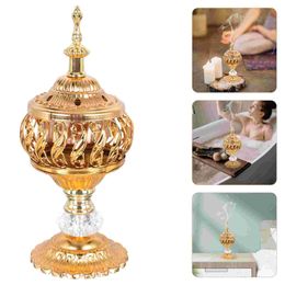 Decorative Objects Figurines Incense Holder Metal Censer Cone Arabian Stick Frankincense Vintage Bakhoor Coil Ash Catcher Iron Aromatherapy Fragrance 230505