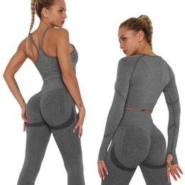 Women's Tracksuits 2022 Seamless Yoga Set Workout Clothes for Women Sport Set Outfit Fitness Suit Women Tracksuits Sportswear Clothing Gym Suit P230506