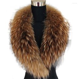 Scarves Natural Raccoon Fur Collar Scarf Genuine Shawl Neck Warmer Square Women Long Winter Furcollar