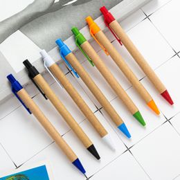 Ballpoint Pens 100pcs/Lot Paper Ball Pen Eco Recycled Paper Ball Pen Eco Friendly Pen Pen School Supply 230506