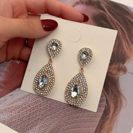 Dangle Earrings Jouval Fashion Vintage Crystal Drop Luxury Gold Colour Big Droplets Rhinestone Earring For Women Wedding Jewellery