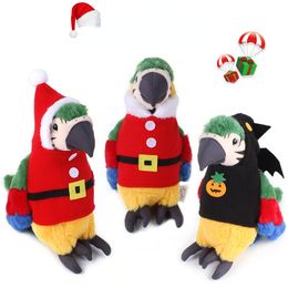 Grooming Funny Halloween Birds Clothes Plush Flying Suit Parrots Costume Cosplay Outfit Winter Warm Hat Hooded Pet Bird Accessories