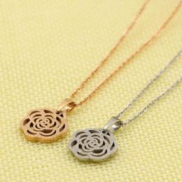 Pendant Necklaces Camellia Necklace Hollowed Out Frosted Fashionable Minimalist Accessories Women Jewelry Gifts