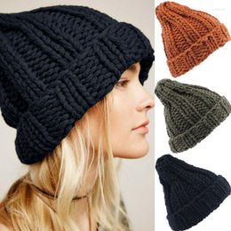 Beanies Beanie/Skull Caps Women Autumn Winter Coarse Knit Hat Warm Crochet Knitted Beanie Hats Fashion Ski Scot22