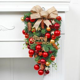 Decorative Flowers Christmas Door Wreath Tree Upside Down Pendant With Balls Hanging Holiday Decor For Home Window