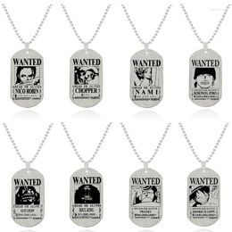 Pendant Necklaces Selling Japanese Anime ONE PIECE Luffy Zoro Nami Usopp Stainless Steel Cartoon Lettering Chain Wholesale