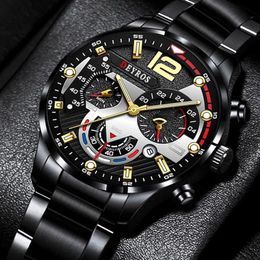 Wristwatches Fashion Mens Sports Watches Luxury Stainless Steel Quartz Wrist Watch Calendar Luminous Clock Men Business Casual Reloj Hombre 230506