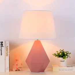 Table Lamps Nordic LED Desk Lamp Resin Base Light Fabric Lampshade Bed Study Bedroom Living Room Fixtures E27 Luminaire