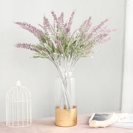 Decorative Flowers 73CM Romantic Provence Artificial Flower Plastic Lavender Branch With Green Leaves For Home Party Decoration