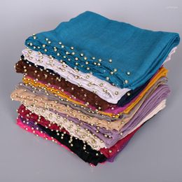 Scarves (24 Pieces/lot) Deisgn Girl Plain Gold Pearl Shawls Beaded Headband Hijab Fashion Wrap Long Muslim Scarves/scarf YW13