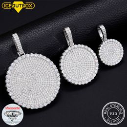 Pendant Necklaces 20 30 40mm Round D Colour VVS 925 Sterling Silver Iced Out Shining Passed Diamond Test Wholesale 230506