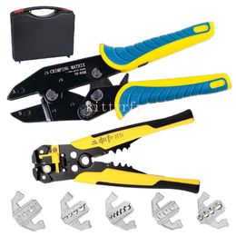 Tang Crimping Tool Set Jaw PlugIn Replacement Heat Shrinkable Ratchet Wire Pliers NonInsulated Open Barrel Ferrule Connector Solar