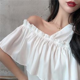 Women's Blouses A GIRLS Women Ruffles Pure Color Korean Leisure Fashion Summer College Tops Loose Femme Soft All-match Ins
