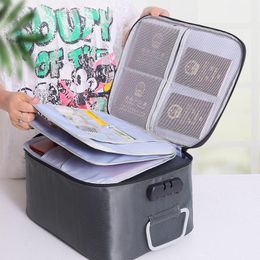 Storage Bags Large Capacity Multi-Layer Document Tickets Bag Travel Passport Briefcase With Lock File Organiser Case Household ItemsStorage