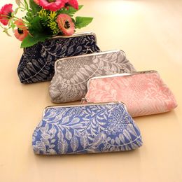Long Coin Purse Wallet Women Vintage Leaf Print Wallet Card Holders Hasp Creative Clutch Bag Female Lipstick Storage Bag