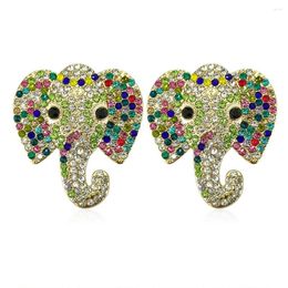 Stud Earrings Bohemia Cute Animal Multicolor Crystal Elephant Vintage Women Girls Rhinestones Bijoux Jewelry