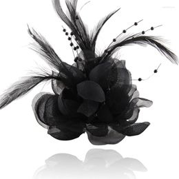 Brooches Handmade Big Flower Feather Fabric Elegant Brooch Pin Cute For Women Suit Corsage Luxury Wedding Jewelry Accessories Gift