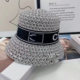 Quality Elegant Letter Bucket Fisherman Straw Hat Female Spring and Summer Travel Sunshade Japanese-Style and Internet-Famous Black and White Sun Protection Hat