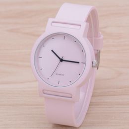 Wristwatches Fashion Simple Quartz Watches Women Korean Pink Silicone Belt Clock Gift Drop