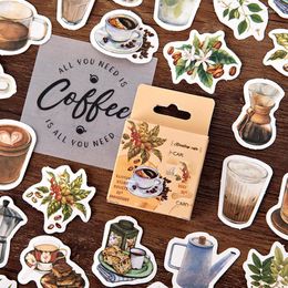 Gift Wrap 46Pcs Ablum Diary Paper Stickers Series Coffee Ocean Moon Aesthetic Decorative For Children Stationery