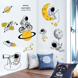 Wallpapers Creative Cartoon Astronauts Wall Stickers For Kids Room Boy Bedroom Wall Decor Self Adhesive Stickers Room Decoration Home Decor 230505