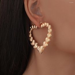 Hoop Earrings Doremi Heart Shape Women Hear Bamboo Beautiful Gift Summer Cool Exaggerate
