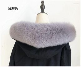 Scarves Real Fur Collar Natural Genuine Winter Down Coat Decor Fashion Beige Fluffy Wraps For Women Men 75 14cm