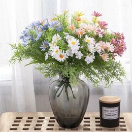 Decorative Flowers White Artificial Gerbera Silk Daisy Fake Plants DIY Wedding Bouquet Vases For Home Decoration Faux Christmas Branch