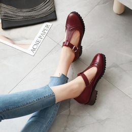 Dress Shoes Spring Women Shallow Brogue Vintage Chunky Heel Cut Out Oxford Up Female Fashion Elegant Ladies Short