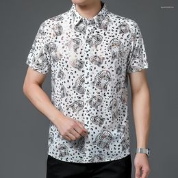 Men's Casual Shirts Gilded Leopard Print Mens Quick Dry Summer Soft Thin Slim Beach Shirt Homme Hawaiian Tops