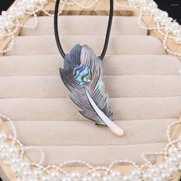 Chains Women Necklace Natural Shell Flower-Shaped Drill Pendant Leather Cord 2MM Charms For Elegant Love Romantic Gift