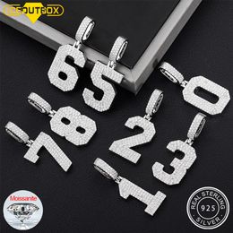 Pendant Necklaces 925 Sterling Silver Lucky Number 0 9 With Initials Arabic Men s Hip Hop Chain Jewellery Gift 230506