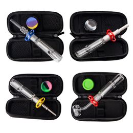 Chinafairprice CSYC NC007 Glass Bong Smoking Pipes Bag Set 10mm 14mm 19mm Ceramic Quartz Nail Clip Dabber Tool Silicon Jar Dab Rig Bubbler Pipe Smooth Airflow