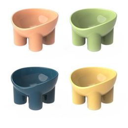 Wholesale Pet Supplied New Macaron Elephant Leg Neck Protection Bowl High Foot Oblique Mouth Drinking And Feeding Cat Bowls Supplies