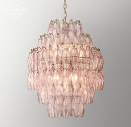 Natalia Pendant Light Fixture Modern Retro LED Pink Glass Hanging Lamps Lustre for Living Room Children Bedroom Kitchen Island Chandelier