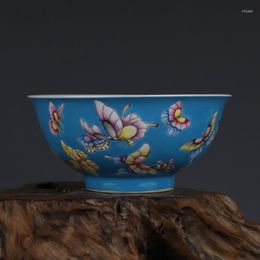 Bowls Kangxi Enamel Butterfly Pattern Bowl Antique Jingdezhen Hand-painted Porcelain Chinese Ornaments