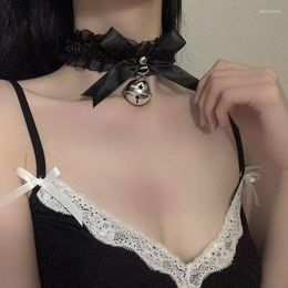 Choker Sexy Harajuku Black Lace Ball Pendant Necklace For Women Punk Bell Gothic Body Chain Jewelry