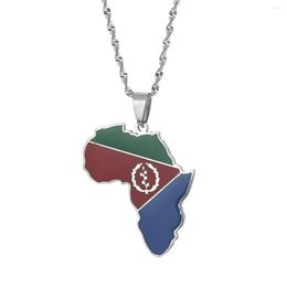 Chains African Map Of Eritrean Eritrea Flag Necklace Pendant Women Men Girls Gold Color Fashion Jewelry