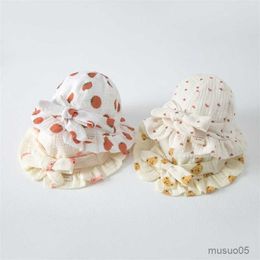 Caps Hats Cute Cotton Gauze Baby Sun Hat New Spring Summer Muslin Boys Girls Bucket Hat for 0-2Y Newborn Wide Brim Outdoor Beach Cap