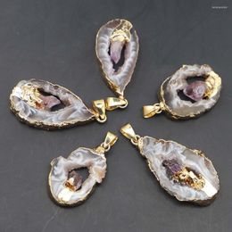 Pendant Necklaces Fashion Irregular Gray Agate Necklace Druze Amethyst Natural Stone Pendants Reikis Charm DIY Jewelry Accessories Wholesale