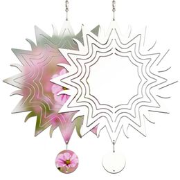 Sublimation Wind Spinner Blanks Products Aluminium Sun shape Wind Chime Hanging Ornament for Yard Garden Decoration